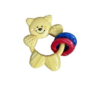 Mattel Cat Teether Baby Toy 2003 Vintage Yellow/Orange Rings Kitty Nursery Decor